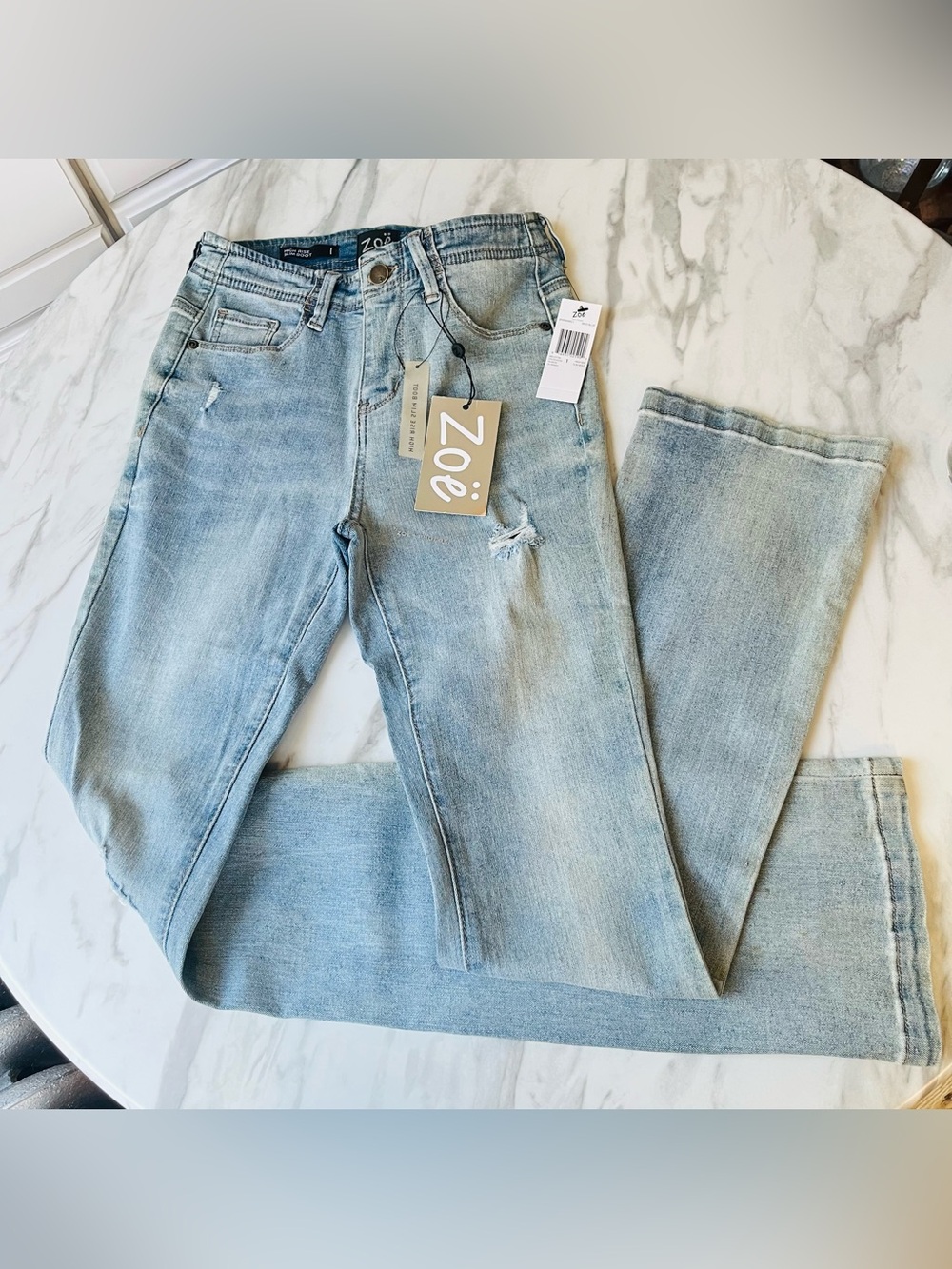 Zoe + Phoebe Light Blue Bootcut Distressed Jeans for Women NWT